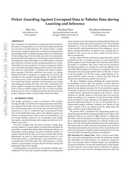 Picket: Guarding Against Corrupted Data in Tabular Data during Learning
  and Inference
