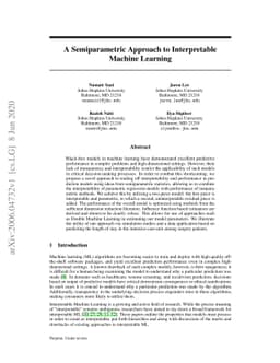A Semiparametric Approach to Interpretable Machine Learning