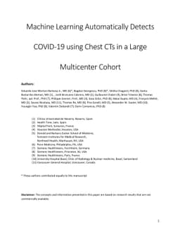 Machine Learning Automatically Detects COVID-19 using Chest CTs in a
  Large Multicenter Cohort