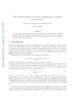 The statistical effect of entropic regularization in optimal
  transportation