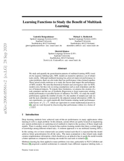Learning Functions to Study the Benefit of Multitask Learning