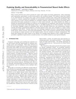 Exploring Quality and Generalizability in Parameterized Neural Audio
  Effects