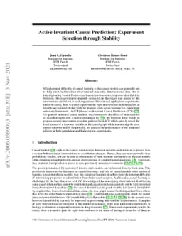 Active Invariant Causal Prediction: Experiment Selection through
  Stability