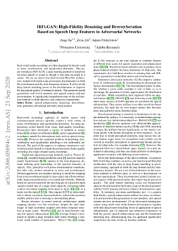 HiFi-GAN: High-Fidelity Denoising and Dereverberation Based on Speech
  Deep Features in Adversarial Networks