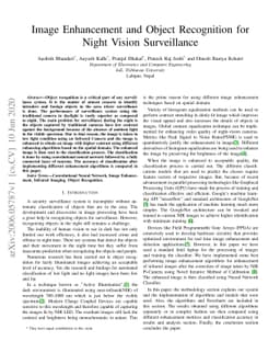 Image Enhancement and Object Recognition for Night Vision Surveillance