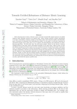 Towards Certified Robustness of Distance Metric Learning