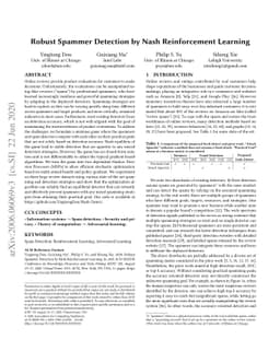 Robust Spammer Detection by Nash Reinforcement Learning