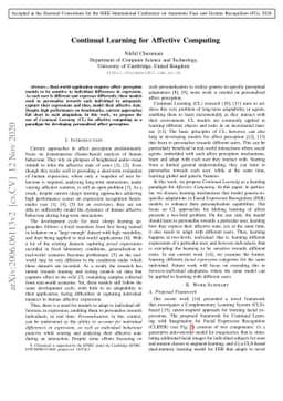 Continual Learning for Affective Computing