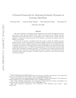 A General Framework for Analyzing Stochastic Dynamics in Learning
  Algorithms
