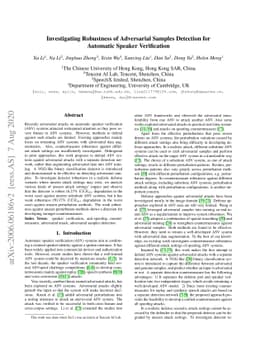 Investigating Robustness of Adversarial Samples Detection for Automatic
  Speaker Verification