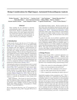 Design Considerations for High Impact, Automated Echocardiogram Analysis