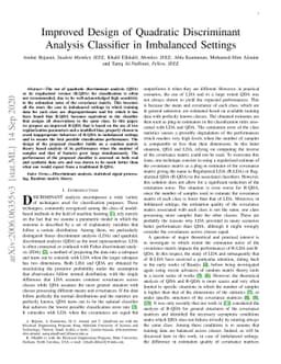 Improved Design of Quadratic Discriminant Analysis Classifier in
  Unbalanced Settings
