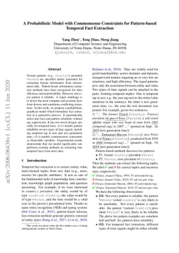 A Probabilistic Model with Commonsense Constraints for Pattern-based
  Temporal Fact Extraction