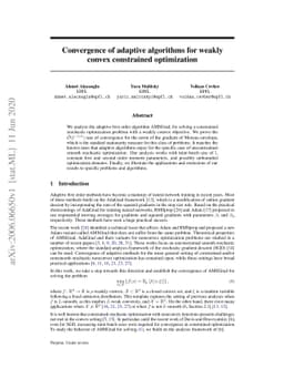 Convergence of adaptive algorithms for weakly convex constrained
  optimization