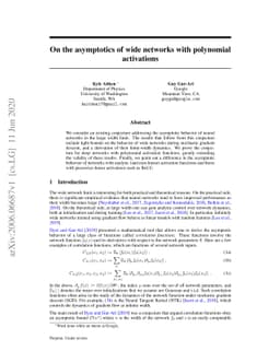On the asymptotics of wide networks with polynomial activations