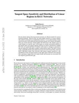 Tangent Space Sensitivity and Distribution of Linear Regions in ReLU
  Networks