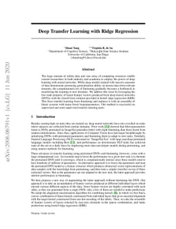 Deep Transfer Learning with Ridge Regression