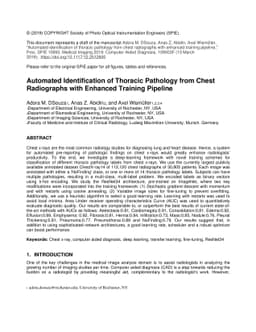 Automated Identification of Thoracic Pathology from Chest Radiographs
  with Enhanced Training Pipeline