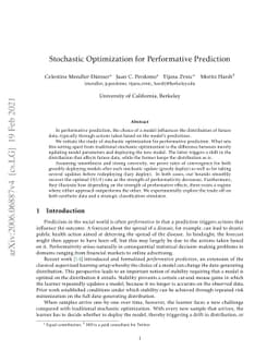 Stochastic Optimization for Performative Prediction