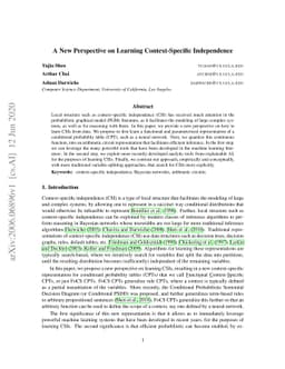 A New Perspective on Learning Context-Specific Independence