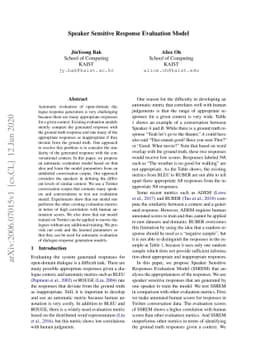 Speaker Sensitive Response Evaluation Model