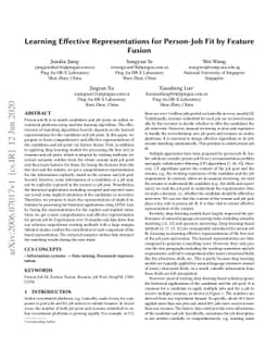 Learning Effective Representations for Person-Job Fit by Feature Fusion