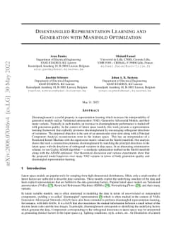 Disentangled Representation Learning and Generation with Manifold
  Optimization