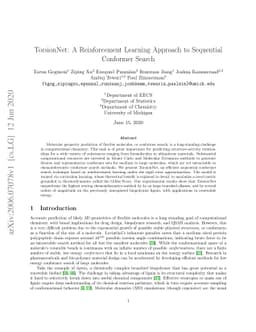 TorsionNet: A Reinforcement Learning Approach to Sequential Conformer
  Search