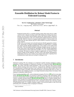 Ensemble Distillation for Robust Model Fusion in Federated Learning