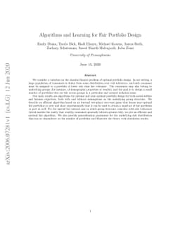 Algorithms and Learning for Fair Portfolio Design