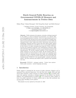 Dutch General Public Reaction on Governmental COVID-19 Measures and
  Announcements in Twitter Data