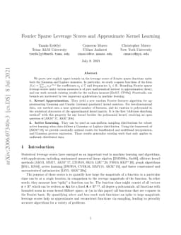 Fourier Sparse Leverage Scores and Approximate Kernel Learning