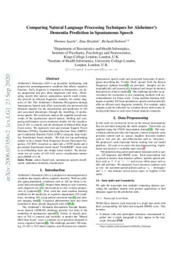 Comparing Natural Language Processing Techniques for Alzheimer's
  Dementia Prediction in Spontaneous Speech