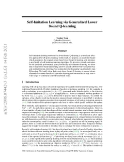 Self-Imitation Learning via Generalized Lower Bound Q-learning