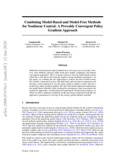 Combining Model-Based and Model-Free Methods for Nonlinear Control: A
  Provably Convergent Policy Gradient Approach