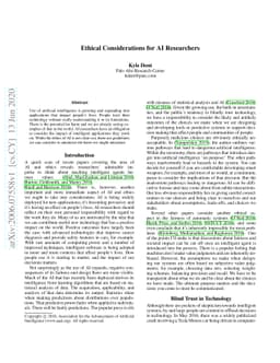 Ethical Considerations for AI Researchers