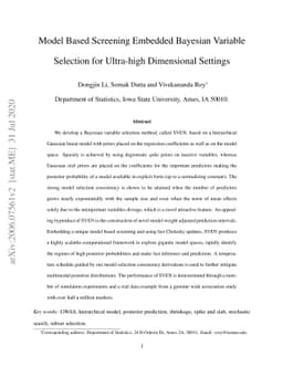 Model Based Screening Embedded Bayesian Variable Selection for
  Ultra-high Dimensional Settings