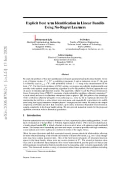 Explicit Best Arm Identification in Linear Bandits Using No-Regret
  Learners