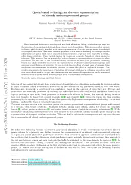 Quota-based debiasing can decrease representation of already
  underrepresented groups