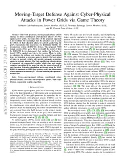 Moving-Target Defense Against Cyber-Physical Attacks in Power Grids via
  Game Theory