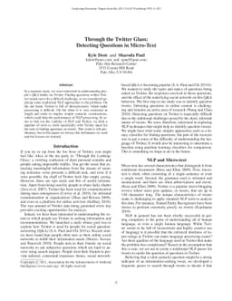 Through the Twitter Glass: Detecting Questions in Micro-Text