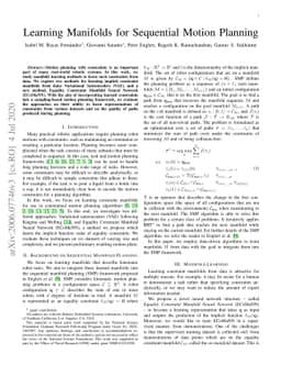 Learning Manifolds for Sequential Motion Planning
