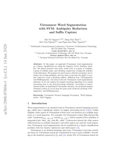 Vietnamese Word Segmentation with SVM: Ambiguity Reduction and Suffix
  Capture