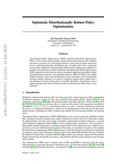 Optimistic Distributionally Robust Policy Optimization