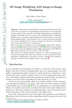 2D Image Relighting with Image-to-Image Translation