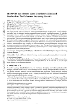 The OARF Benchmark Suite: Characterization and Implications for
  Federated Learning Systems