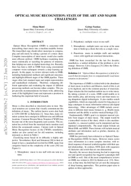 Optical Music Recognition: State of the Art and Major Challenges