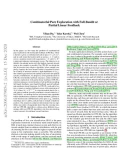 Combinatorial Pure Exploration with Full-Bandit or Partial Linear
  Feedback