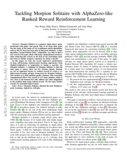 Tackling Morpion Solitaire with AlphaZero-likeRanked Reward
  Reinforcement Learning