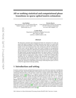 All-or-nothing statistical and computational phase transitions in sparse
  spiked matrix estimation
